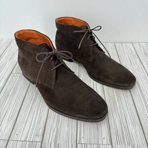 Wolf & Shepherd chocolate brown suede leather striker chukka lace up boots 8.5